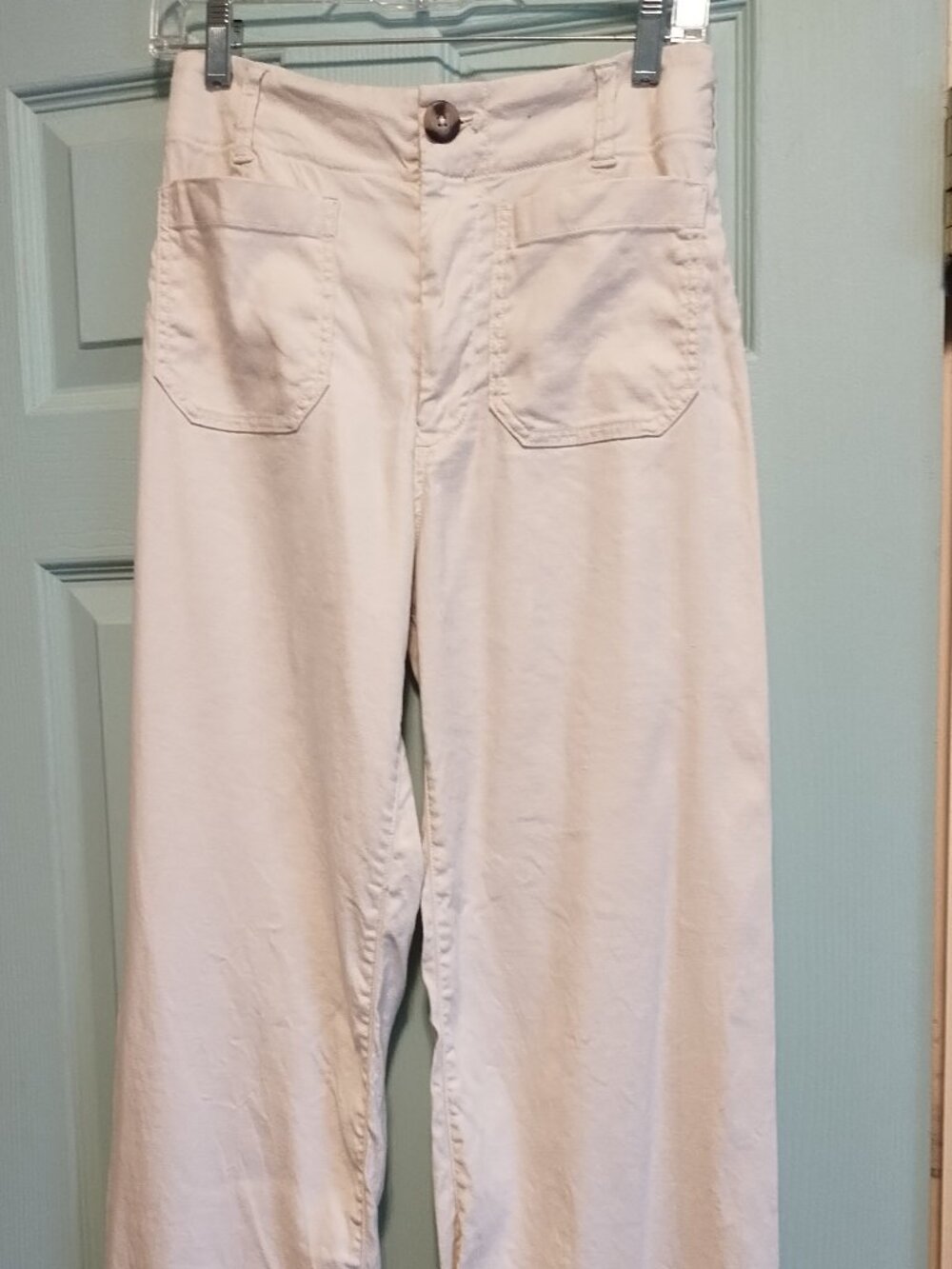 Anthropologie Maeve Colette Linen  Wide-Leg Full-Length Pants 27 4 Ivory Cream - Picture 5 of 8